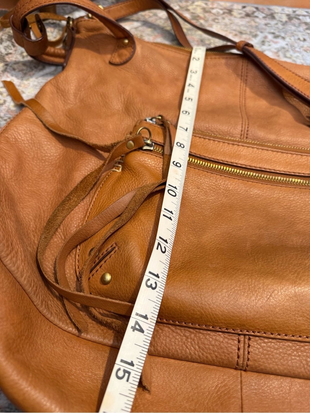 Lucky Brand Brown Leather Boho Shoulder Bag / Hobo Bag with Tassels - Picture 9 of 15